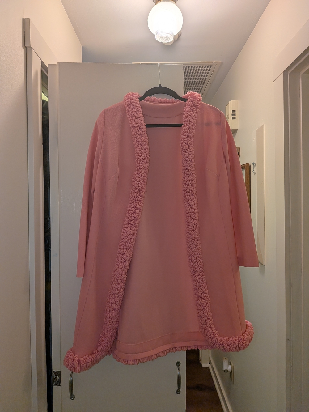 Vintage Edith Flagg Women's Pink Plush-Trim Jacket Coat